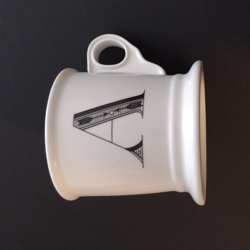 Anthropologie White Mug with Black Monogram 'A'